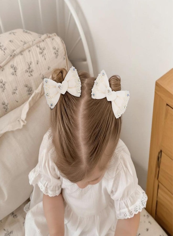 مشبكان مخمليان للشعر من TOKUFAGU، قطعتان، للبنات الصغيرات، مشابك شعر أنيقة من اللؤلؤ الأبيض، إكسسوار شعر مثالي لحفلات الزفاف وأعياد الميلاد والهالوين والكريسماس - Image 2